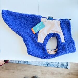 Gooby Zip-Up Sherpa Dog Vest, NWT Blue and Cream , X-Large: 26.5-in chest